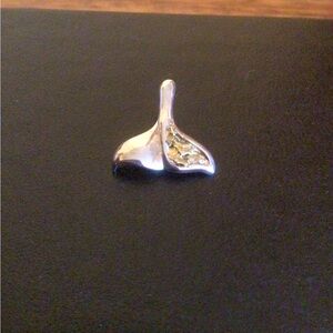 Sterling Silver Whale Tail Pendant with Gold Accent